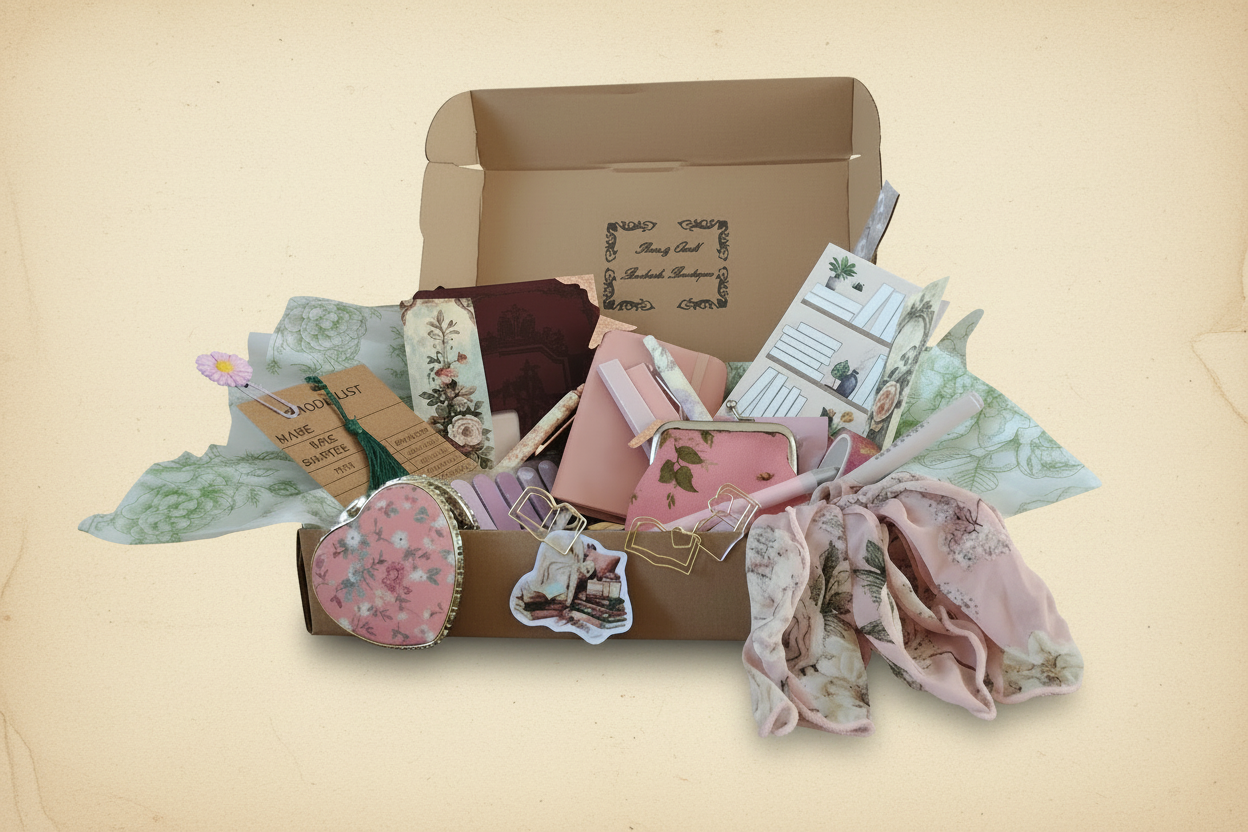 Gift box on parchment background without desk
