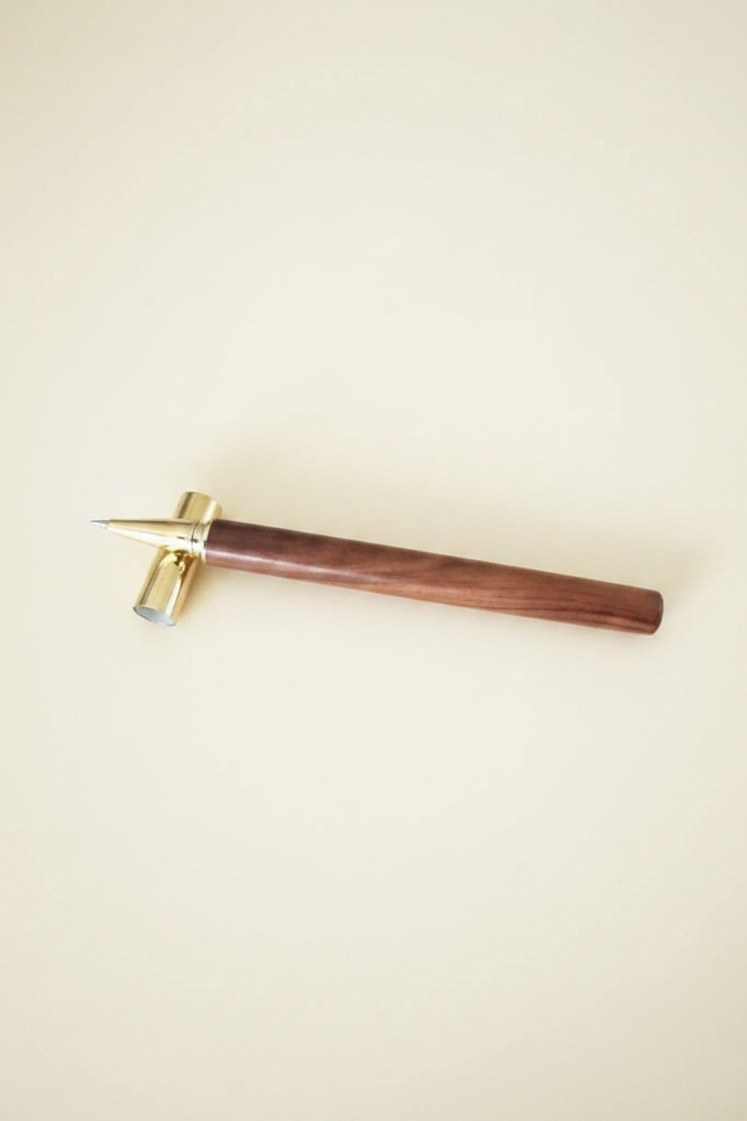 Rosewood gel rollerball pen on cream background