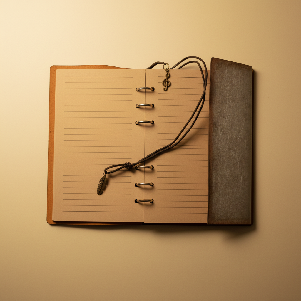 Vintage pattern notebook on dark cream background