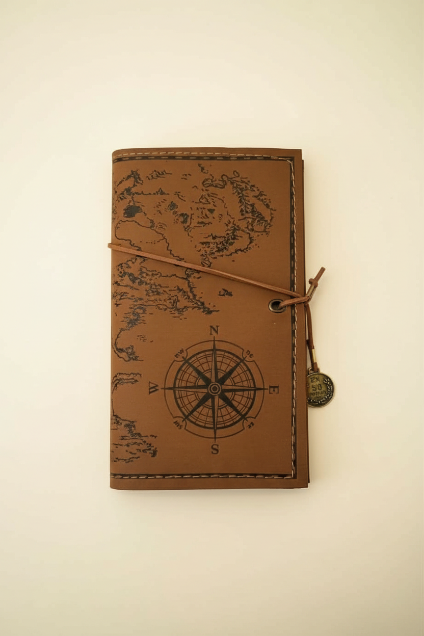 Leather Journal on Cream Background